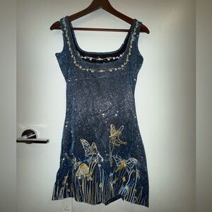 Sparkle blue and gold mini dress